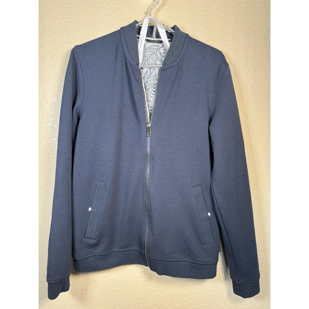 Ted Baker London Jacket Sz 2‎ Navy Blue Zip Bomber Style Casual Smart Outerwear